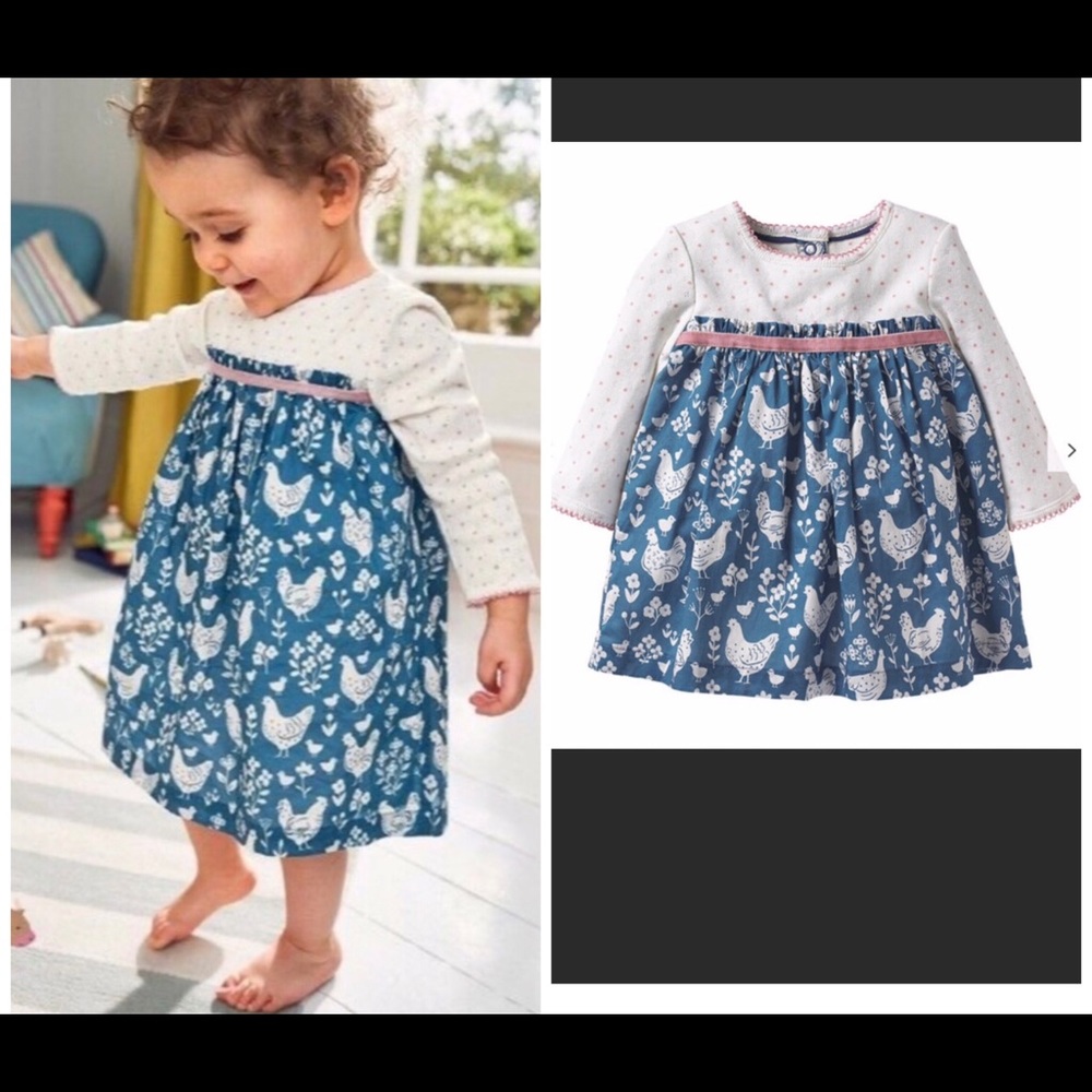 NWT Baby Boden Pointelle Twirl Chicken Farm Dress